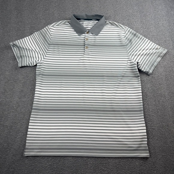 Nike Golf Other - Nike Golf Polo Men's XL Grey White Striped Dri-FIT Tour Performance Short Sleeve